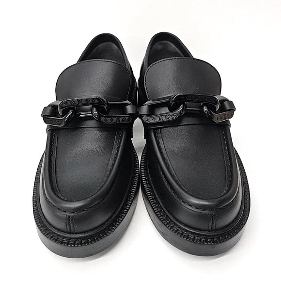 Louis Vuitton Chain Academy Black Calfskin Leather Loafers Sz. 40.5 - Picture 4 of 4